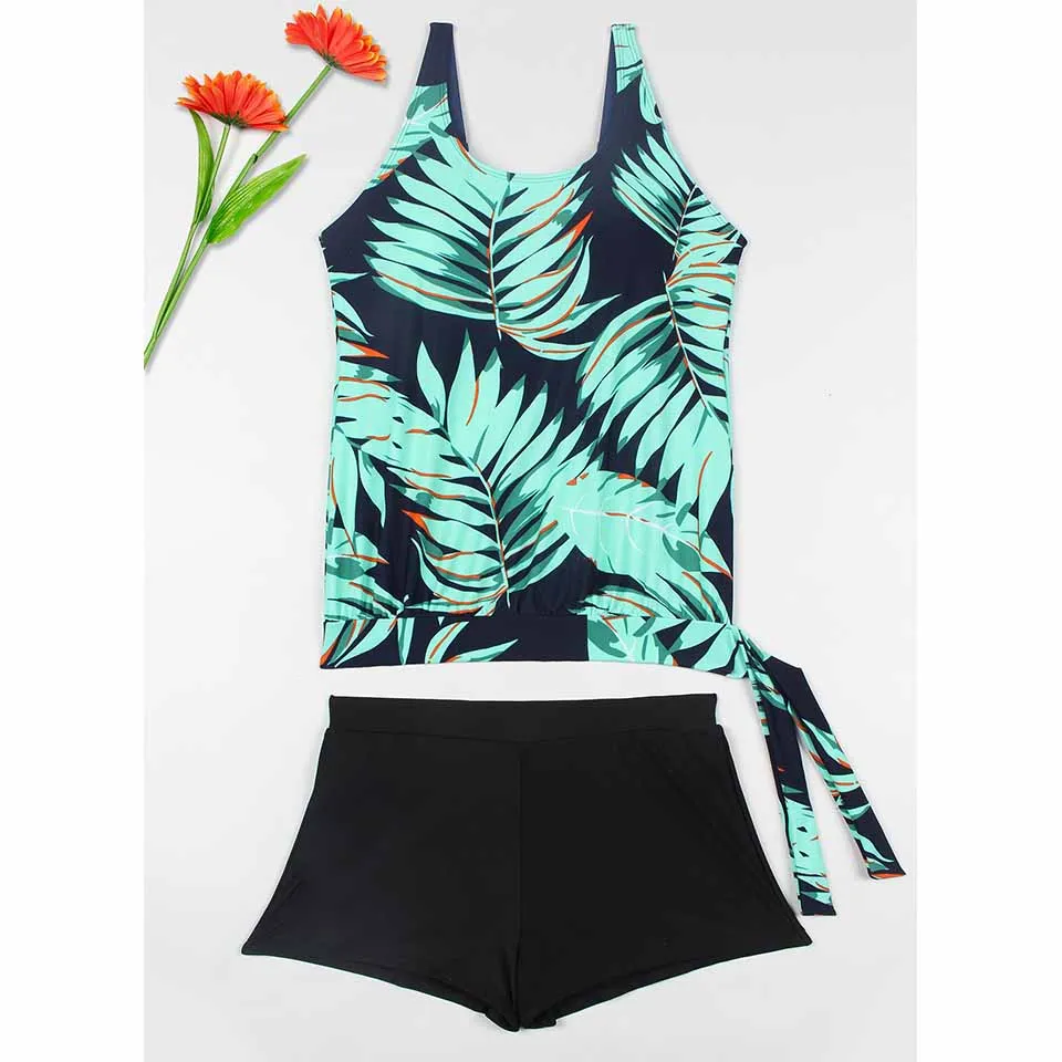 TCBSG Sexy Women Swimsuit Plus Size Swimwear Tankini Strappy Push Up Print Bottom Bathing Suits Solid Swim Wear | Спорт и