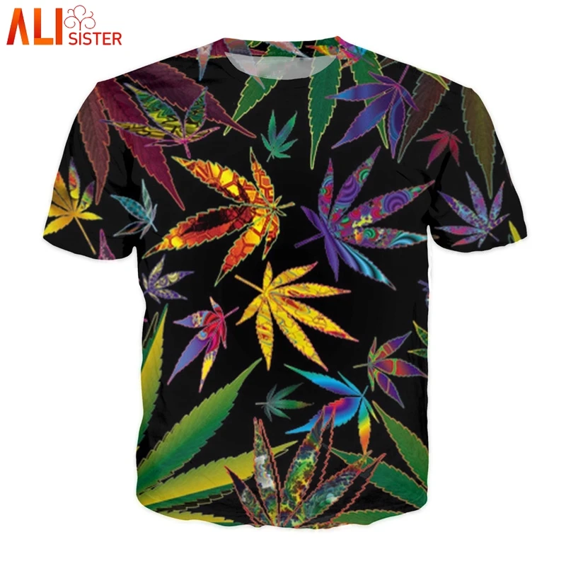 Alisister Green Plant Weed Leaves футболка Летняя мужская с коротким рукавом забавные уличные