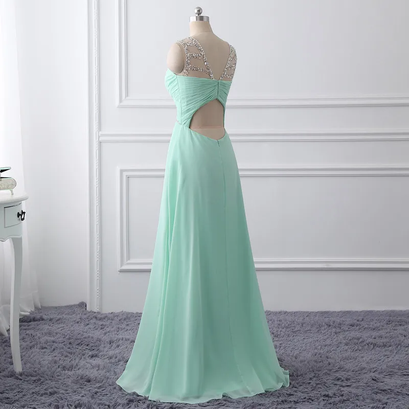Элегантное очаровательное мятно-зеленое платье для выпускного вечера с бисером