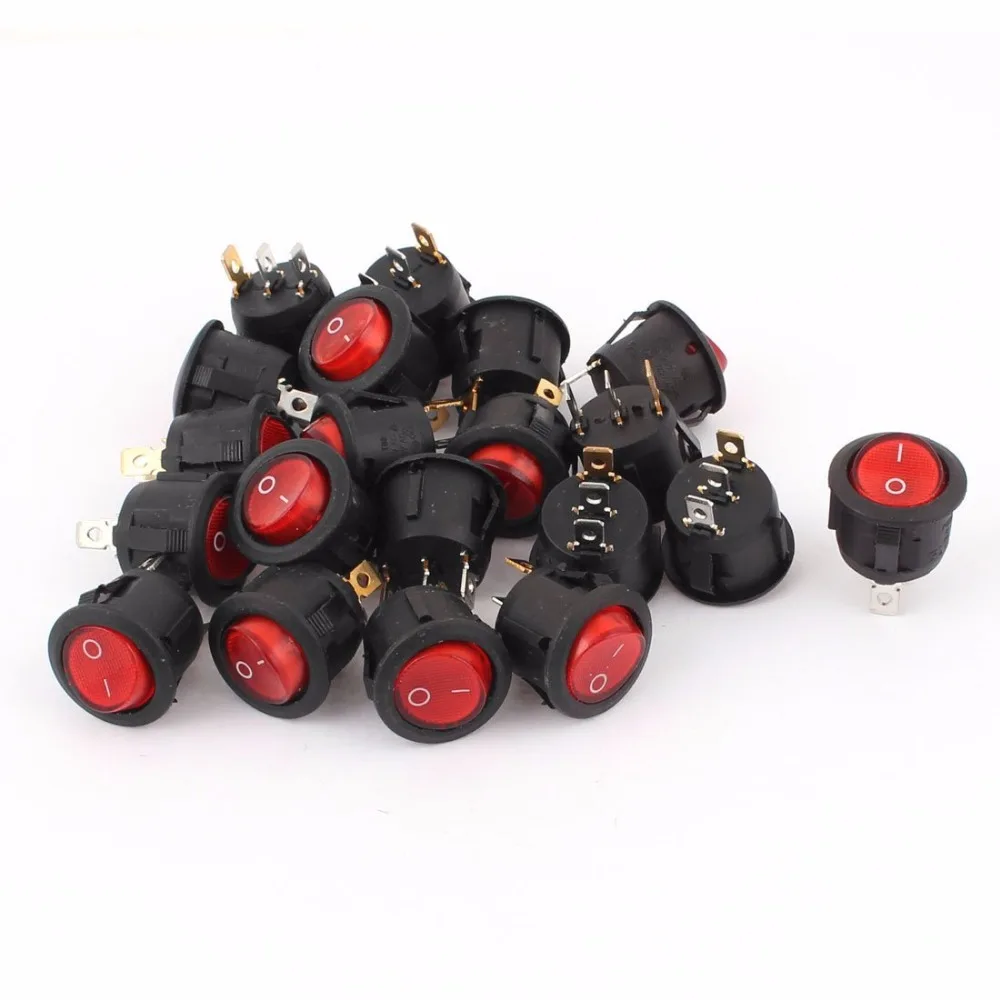 KCD1 AC 250V/6A 125V/10A Red Light On Off круглый клавишный переключатель Kcd1 20 шт.|switch|pcs |