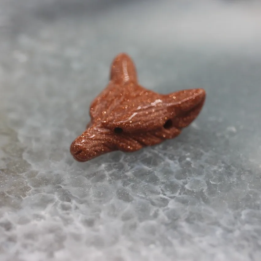 Red Goldstone 23 камня на выбор, 3 шт./лот резные подвески в форме волчьей головы для ожерелья, натуральный кварц Агаты резьба фигурка Чакра Исцеление Кристалл - Окраска металла: Red Goldstone