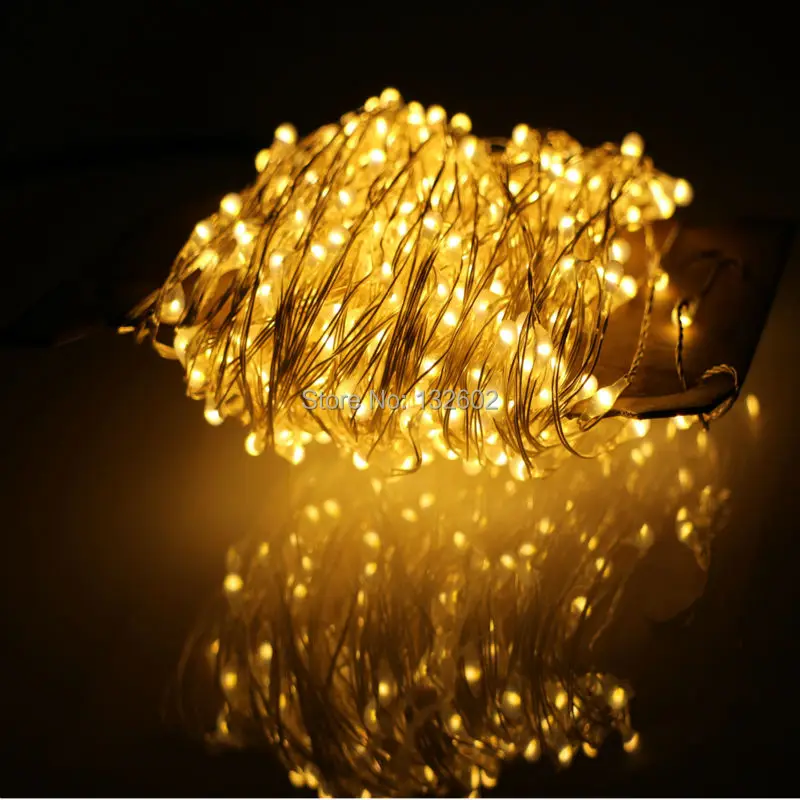 24 м 480 светодиодов наружные светодиодные гирлянды теплый белый серебряный провод