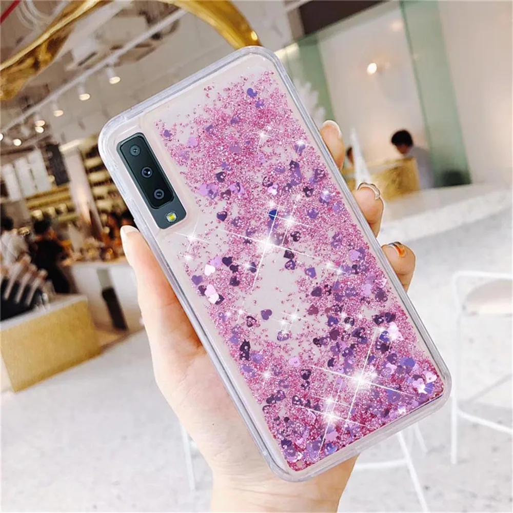 Жидкий блестящий чехол для Samsung A7 2018 SM A750 A50 A30 A20 M30 M20 M10 Мягкие силиконовые ТПУ