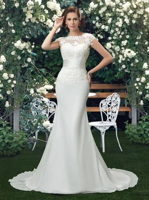 Ivory Dressv очаровательное кружевное свадебное платье es цвета слоновой кости с кружевной аппликацией, свадебное платье русалки, шифоновое уличное свадебное платье - Цвет: Ivory
