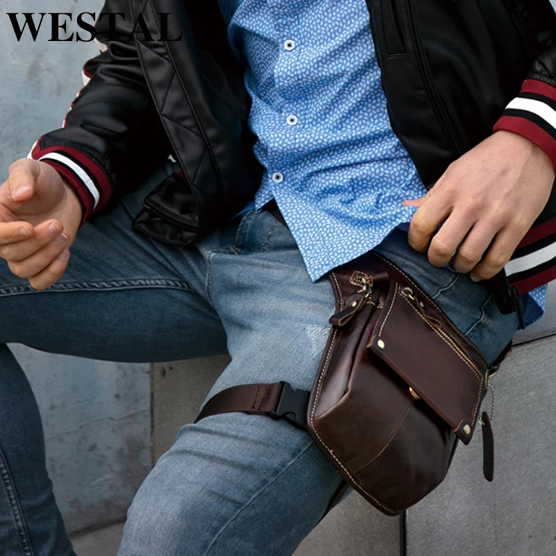 WESTAL мужская сумка для ног поясная из натуральной кожи Кожаная денег/телефона 3237 |