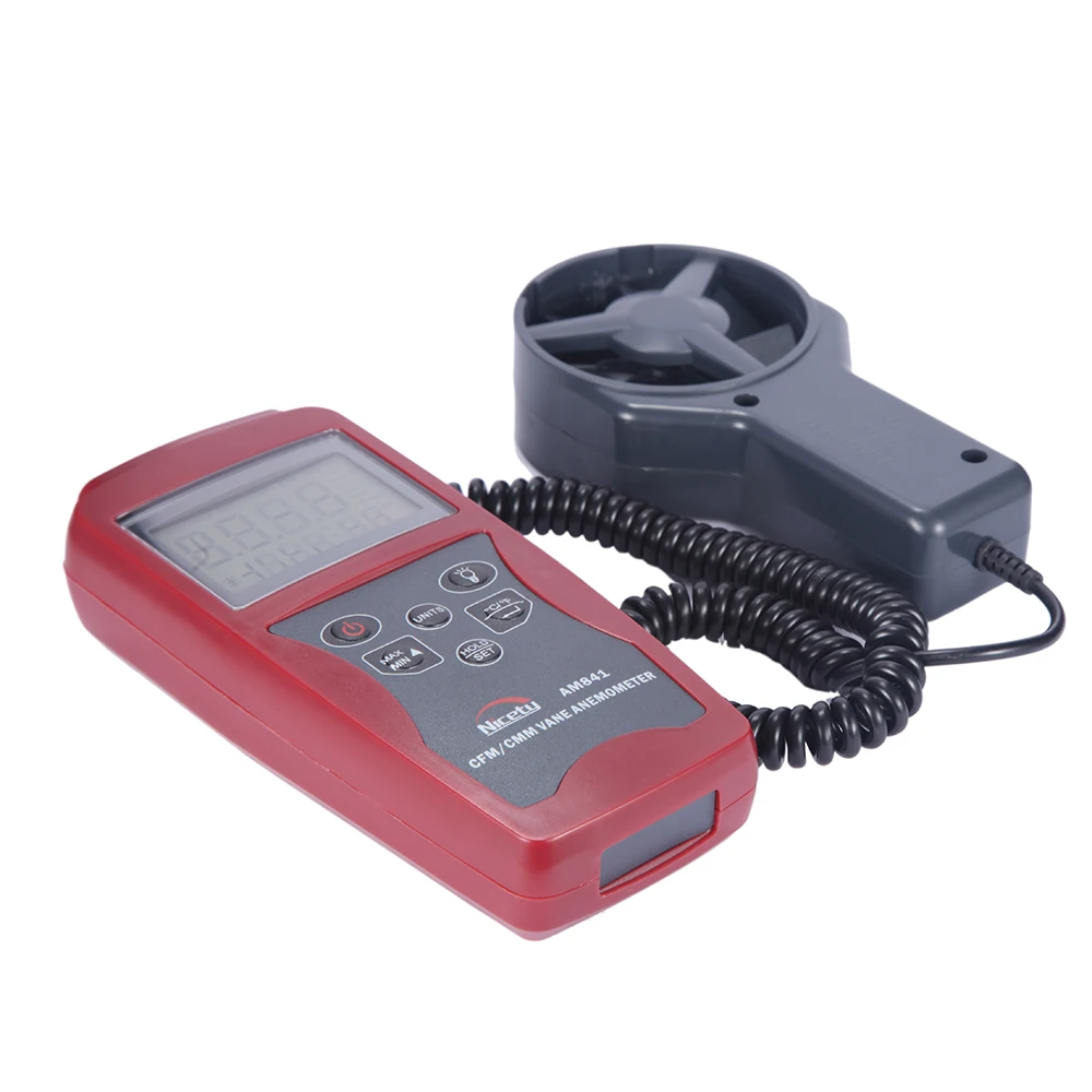 Nicetymeter AM841 Ручной цифровой анемометр измеритель скорости ветра и измерения температуры воздуха с CMM/CFM