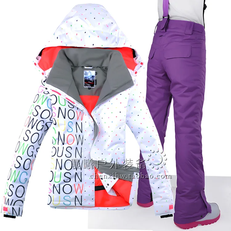 Женский лыжный костюм s GSOU ветрозащитная водонепроницаемая куртка и штаны для
