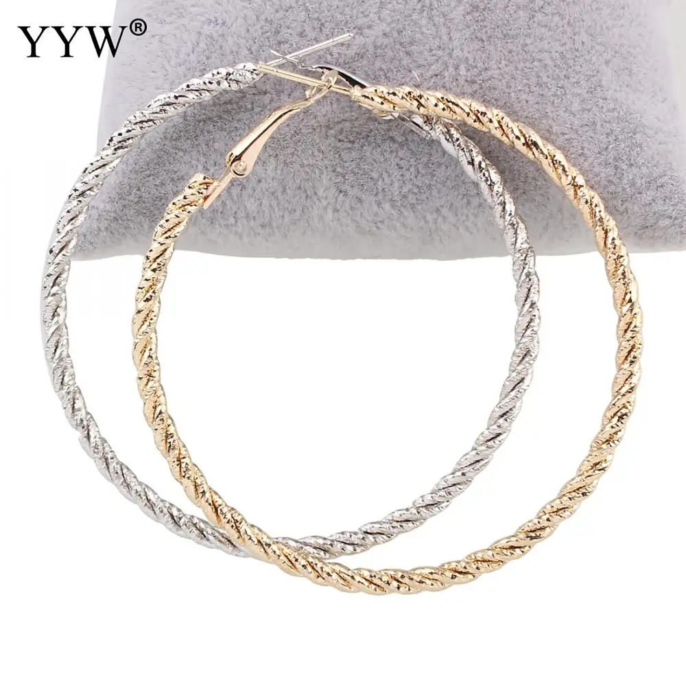 

1pairt Fashion Big Hoop Earring Women Party Jewelry Stainless Steel Post Pin Gold Color Round Circle Earrings 59x60x3mm