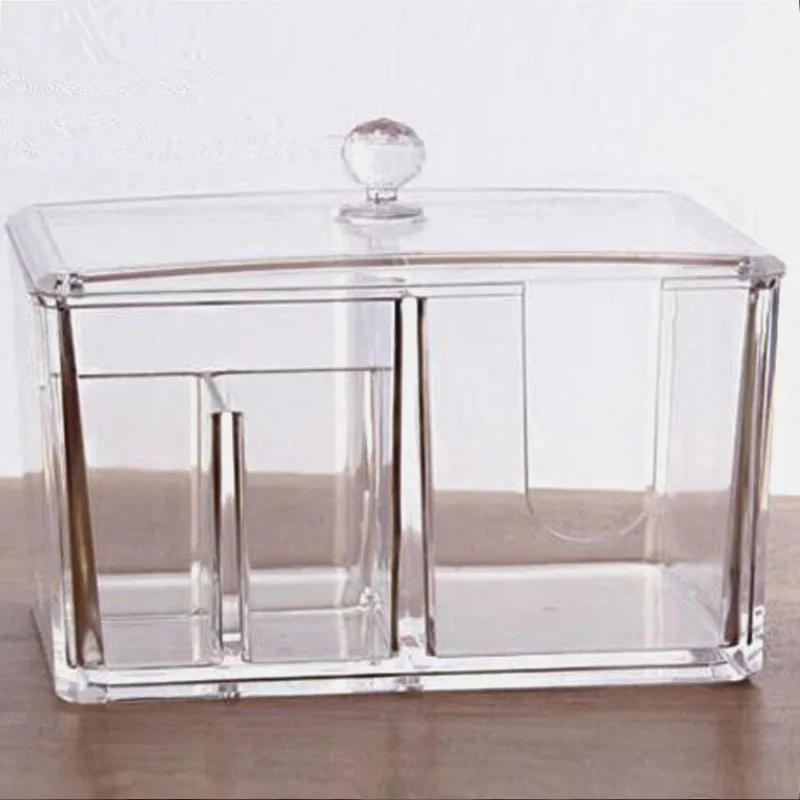 Прозрачный кристалл акриловый хлопок тампоны коробка для хранения косметики