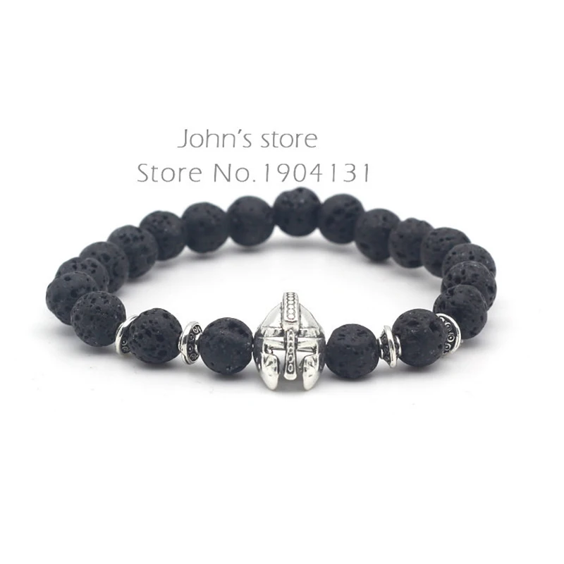 Мужской браслет из бирюзы и оникса в стиле римского рыцаря спартанского воина 2018