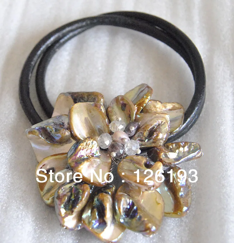 Charming brown shell Pearl Necklace baroque one flower | Украшения и аксессуары