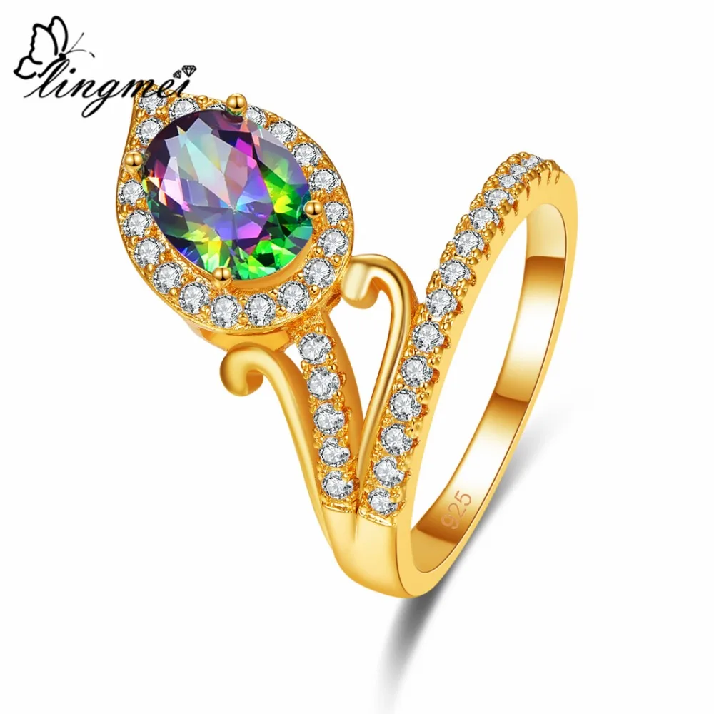 Lingmei обручальное уникальное ювелирное изделие Овальный круглый вырез мульти