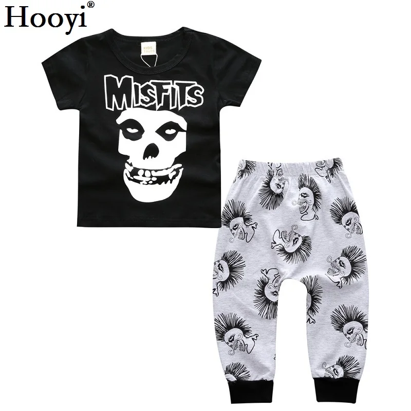 Halloween Misfits Baby Boy Clothes Sets Skeleton Infant T-Shirt Trouser Suits Skull Cotton Children Clothing Outfit 70 80 90 100 | Детская