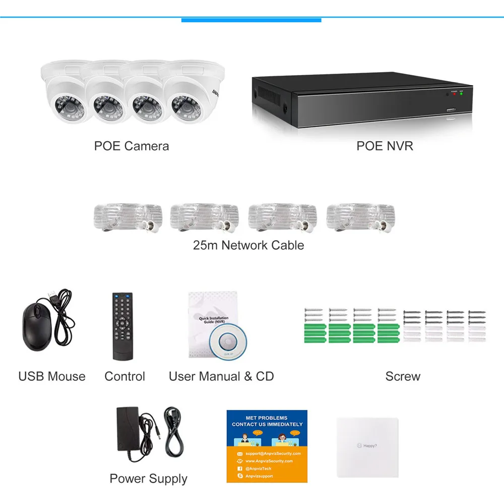 8CH 1080 P POE NVR комплект системы видеонаблюдения 4 шт. 2.0MP вандалоустойчивый Купол