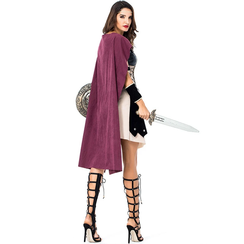 

Women Medieval Rome Warrior Costume Adult Medieval Warrior Dress Halloween Carnival Fantasia Roman Cosplay Fancy Dress Disfraces