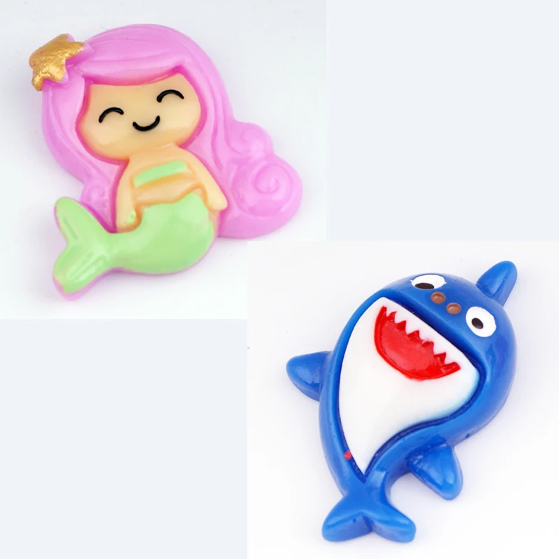 3D мультфильм Русалка Акула смолы кристалл 18 мм Кнопка DIY Ювелирные изделия KT566