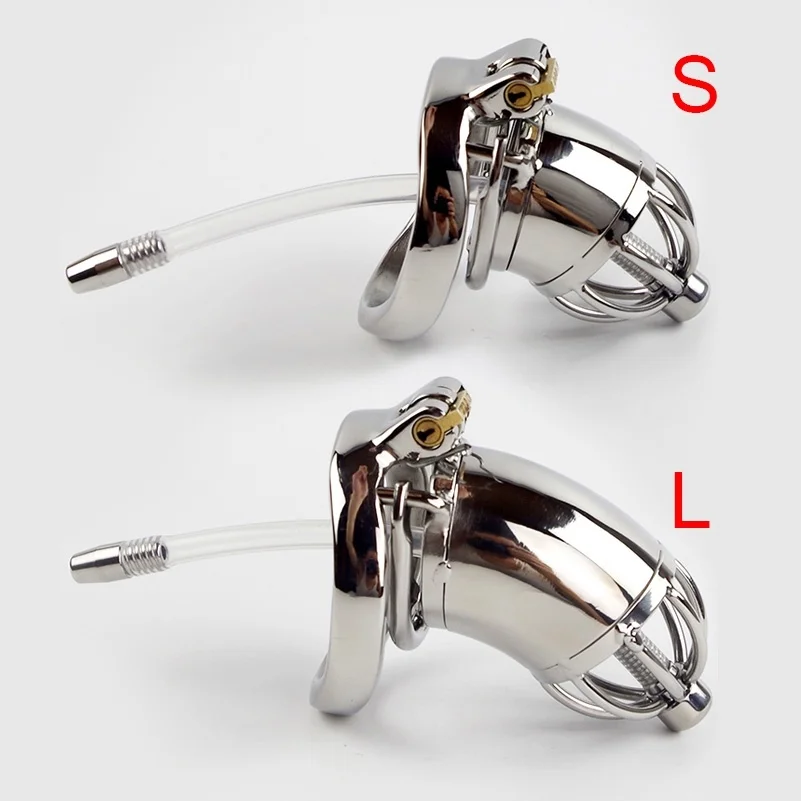 

304 Stainless Steel Chastity Device With Urethral Sounds Catheter And Spike Ring S/L Size Cock Cage Choose Male Chastity Belt