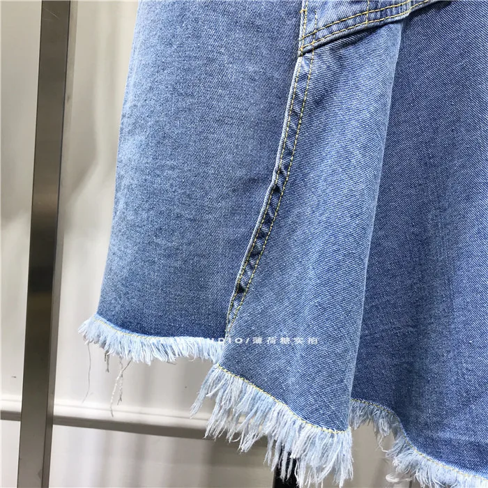 

2021 Spring and Autumn Women's High Waist Jeans Long Skirt Ruffle Stitching Student Girls Single-breasted Denim Skirts