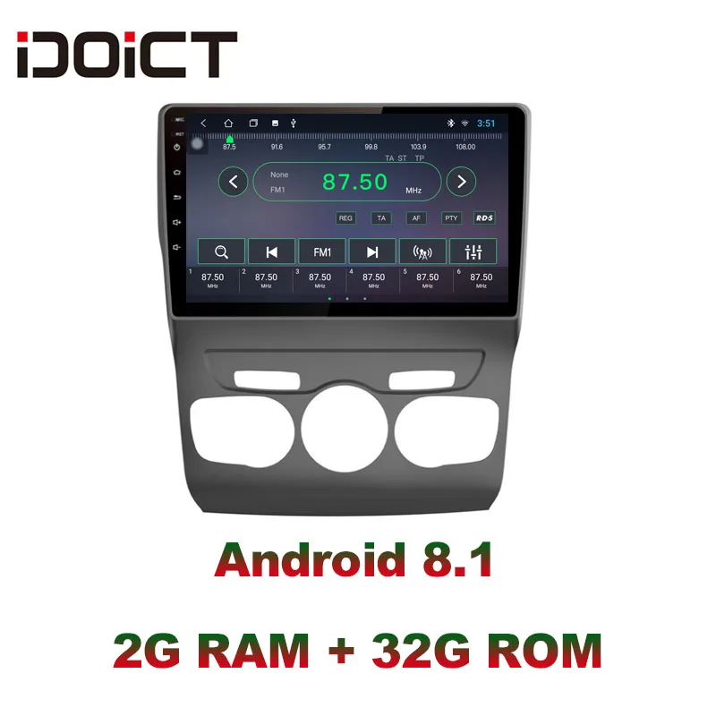 IDOICT Android 8,1 ips экран 2G+ 32G Автомобильный dvd-плеер gps навигация Мультимедиа для Citroen C4 радио 2013- стерео