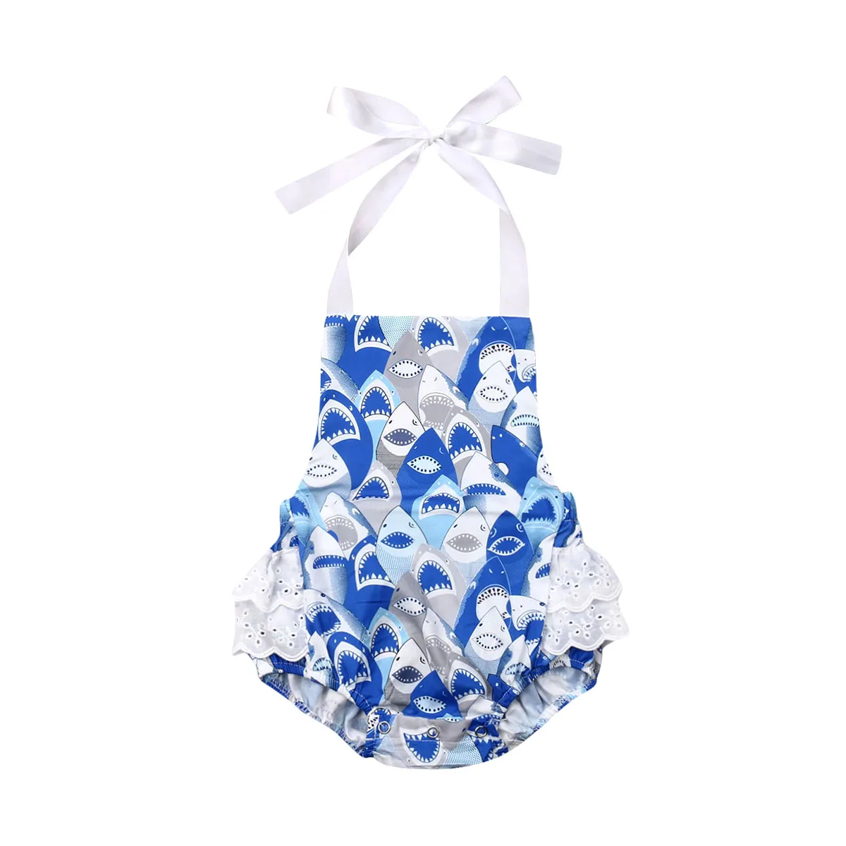 Infant Newborn Baby Girls Boy Romper Summer New Born Clothes Shark Print Sleeveless Jumpsuit Playsuit Sunsuit Girl Costumes | Мать и