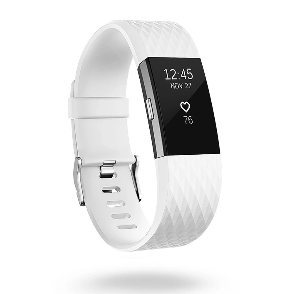 White Coolaxy 3D ремни для браслета Fitbit Charge 2 Силиконовые Замена Петли часы Браслет для Fitbit Charge2 ремешок - Цвет: White