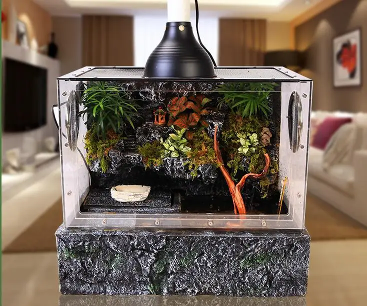 Vivarium Paludarium аквариумная черепаха танк с фоном UVA светильник греется платформа тропический лес комплект с кирпичным узором база