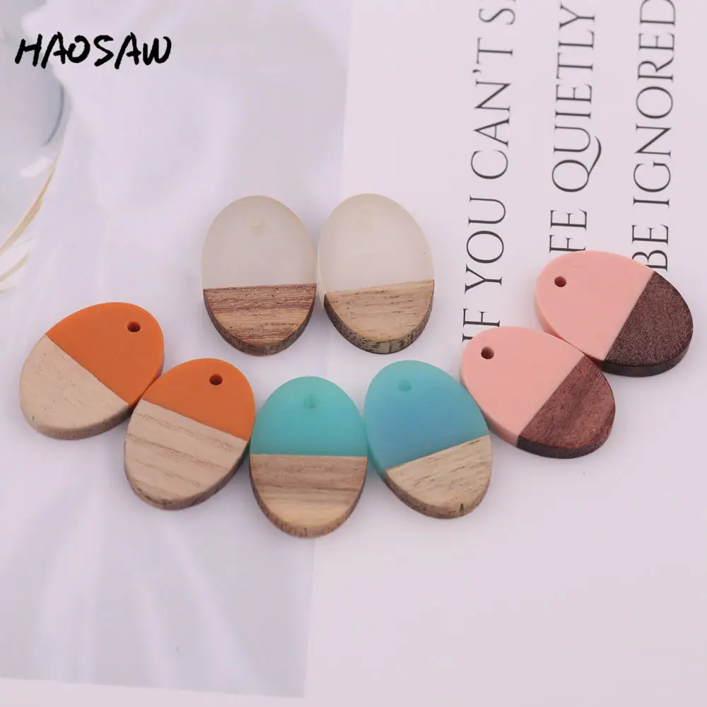 HAOSAW выберите 6 шт./лот серьги из натурального дерева/половинки смолы/Аксессуары