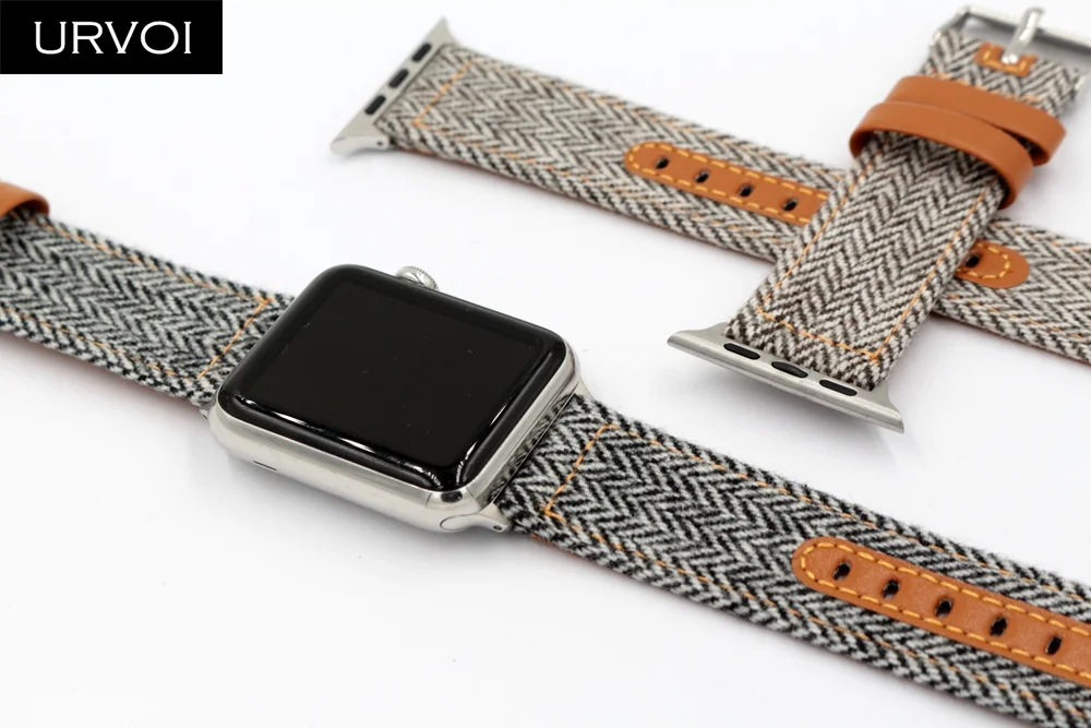 Тканевый ремешок URVOI для apple watch series 6 SE 5 4 3 2 1 браслет iwatch Холщовый с классической
