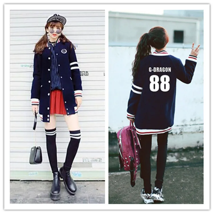 G-dragon kpop утепленная длинная куртка с капюшоном chaqueta BIGBANG GD EXO lobo sudadera ropa