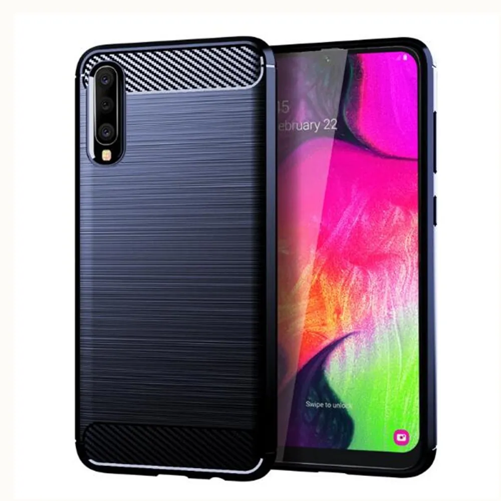 Чехол из углеродного волокна для Samsung Galaxy A70 резиновый силиконовый чехол телефона