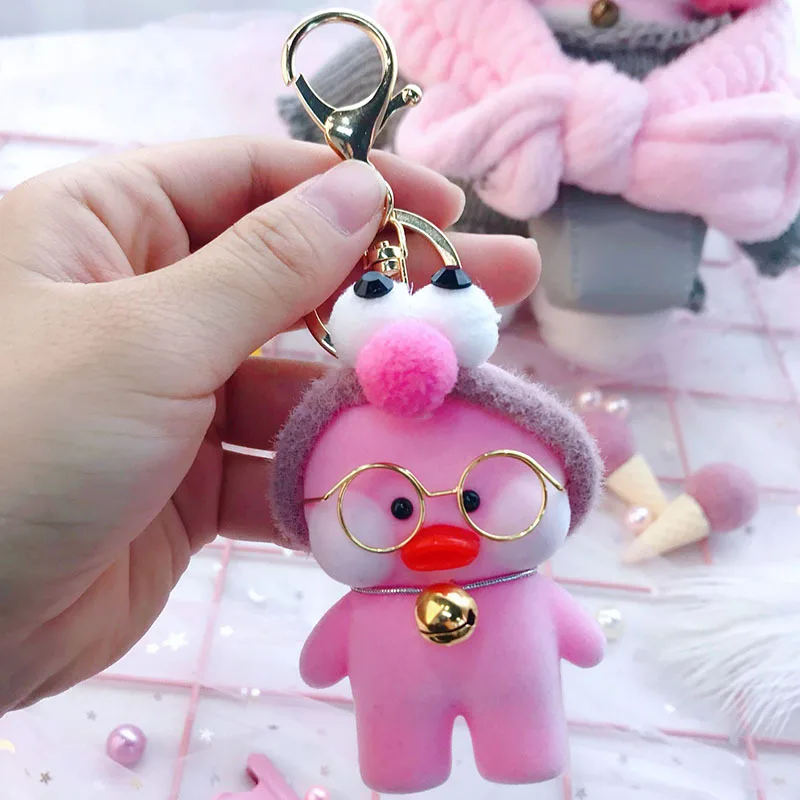 Новая сетка красная утка милый брелок кольцо Kawaii кафе Мими желтый брелок утка автомобиль игрушки брелок для детей подарок - Цвет: 3