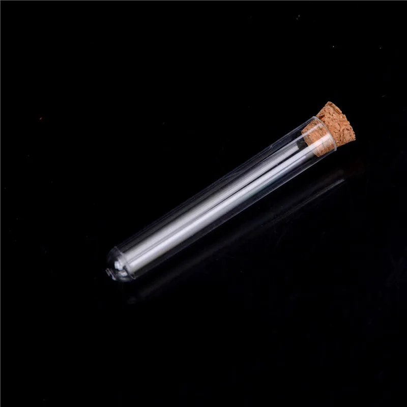 50pcs/pack 16x100 mm Plastic Test Tube With Cork Stopper Clear Like Glass ,Lab Experiment Favor Gift