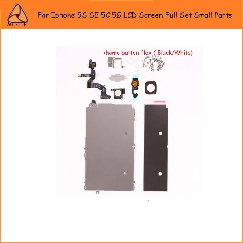 10PCS For i Phone 5S SE 5SE 5C 5 LCD Screen Full Set Small Parts+Home Button+Front Camera+Earspeaker+LCD Metal Shield Plate Flex | Мобильные