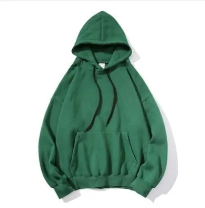 green Мужская мода, сплошной цвет, 9 цветов, толстовки с капюшоном, пуловер, хлопковая одежда, повседневные пальто, свободные толстовки, большие размеры S-3XL - Цвет: green