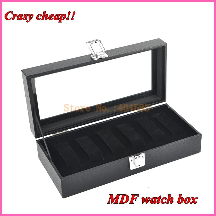 МДФ + ПВХ бархат 6 ячеек коробки для часов дешево|watch grids|watch box gridbox mdf |