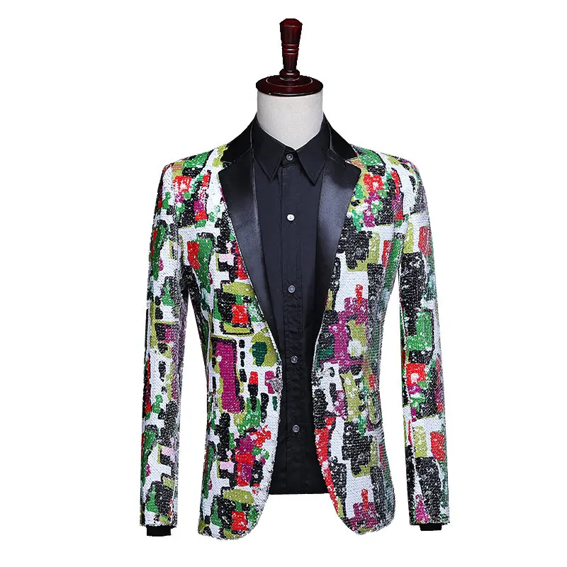 

Stylish Mens Glitter Blazer Men Sequin Blazer Heren Colberts Americana Hombre Bling Suit Men Jacket Blazer Steampunk Homme