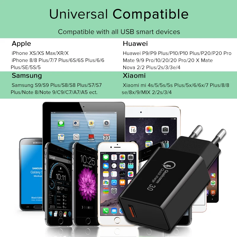 EECPT Quick Charge 3.0 USB Charger 18W Fast Charging Power Adapter for iPhone X 8 Samsung Xiaomi QC3.0 Travel Wall Phone | Мобильные