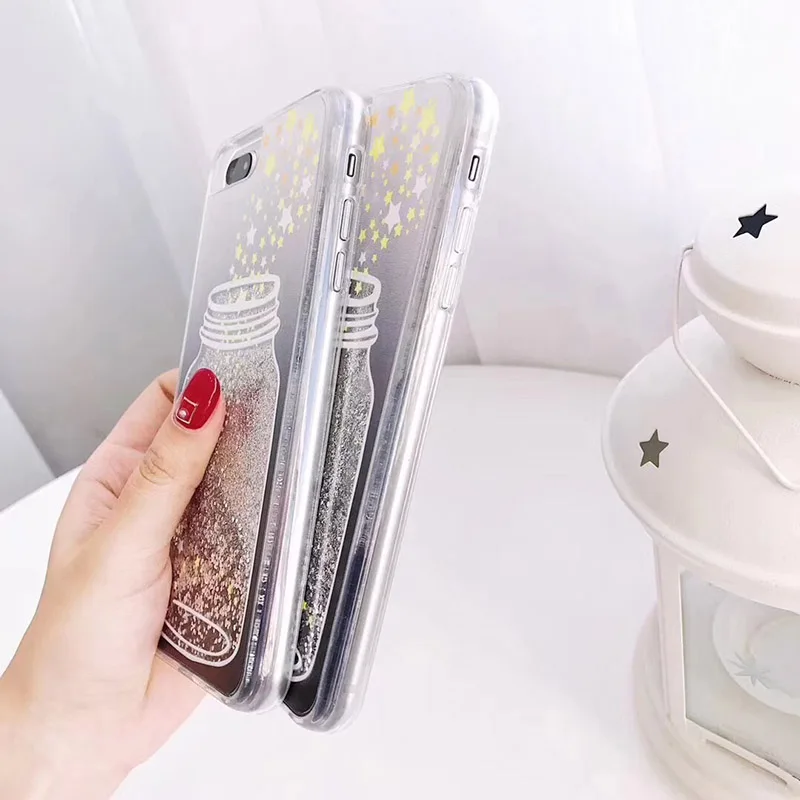 Чехол для телефона с жидким блеском в бутылке iPhone X 6 6S 7 8 Plus Huawei P20 Pro новый 3e Модный