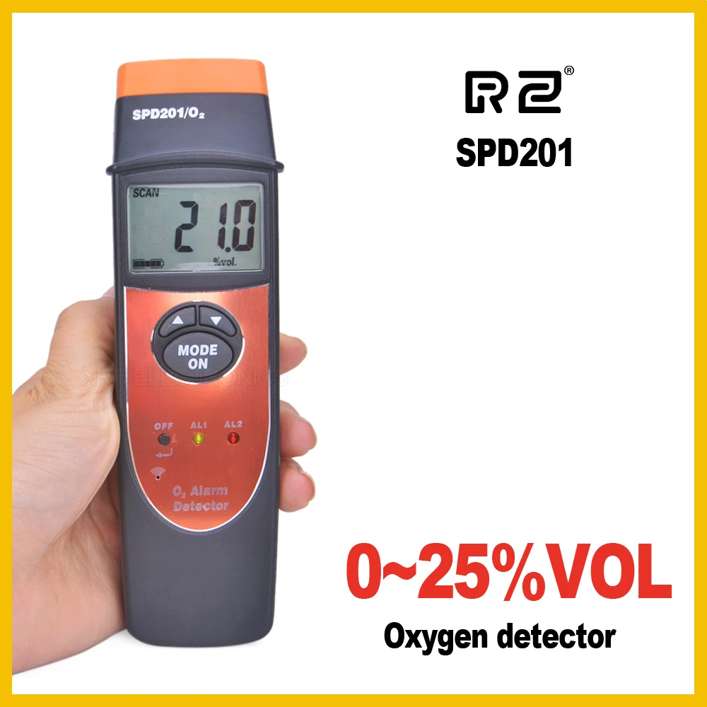 

RZ SPD201 Professional Oxygen (O2) Detector Highlight backlight display and acousto-optic alarming