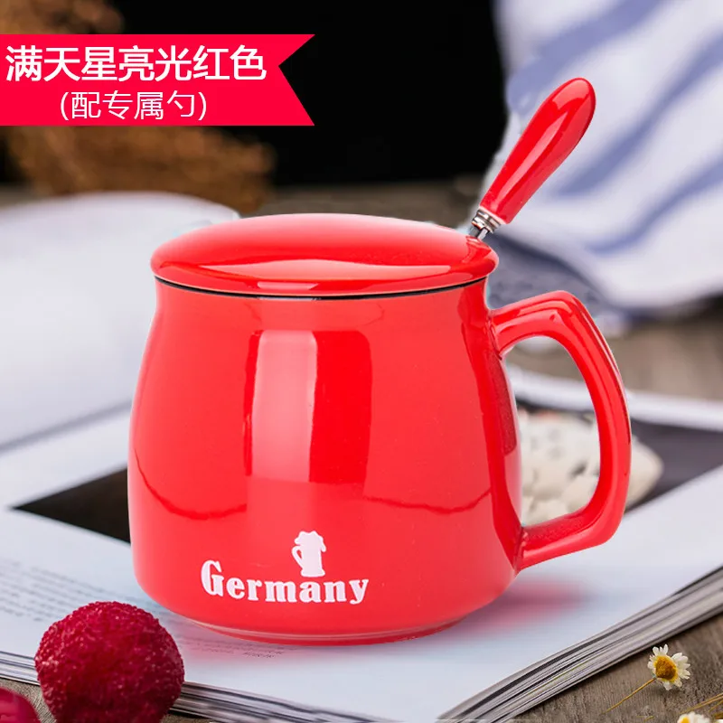 400ml Creative Brief Color Glaze Porcelain Coffee Mugs With Spoon Breakfast Water Cup Milk Mug | Дом и сад