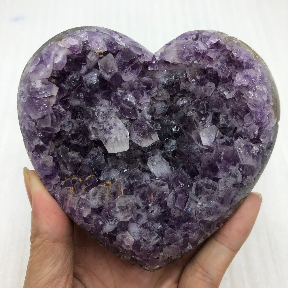 DS натуральный аметист кластер сердца кварц кристалл агат геод минеральное