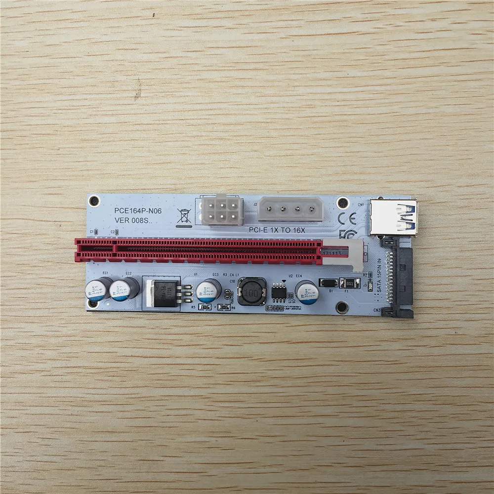 3 в 1 4 Pin 6 SATA molex Питание pci-e PCI 1x к 16x ЭКСПРЕСС riser card с светодиодный свет 008 S для Antminer