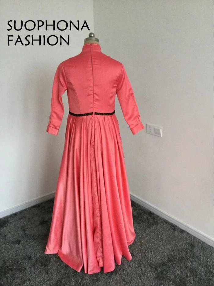 Vestido de festa V образным вырезом с длинным рукавом вечернее платье 2019 вышивка длинный