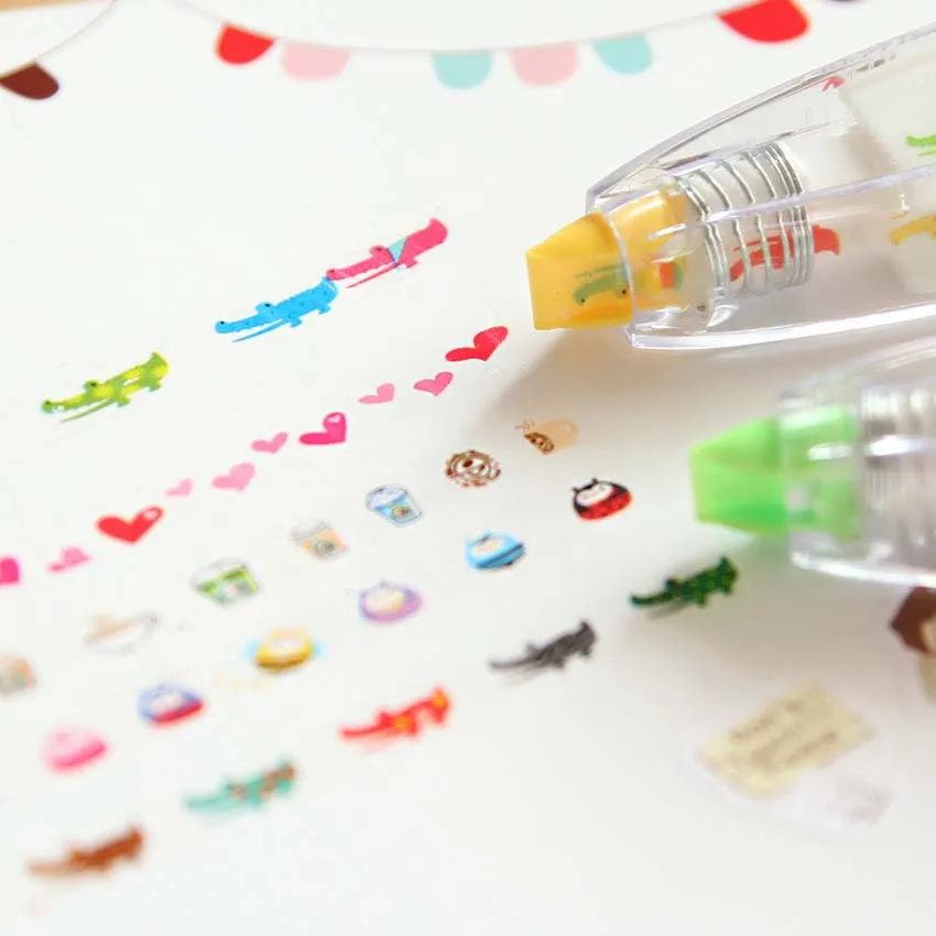 Корея стационарная Сладкая Цветочная коррекция лента ручка с наклейками Дети