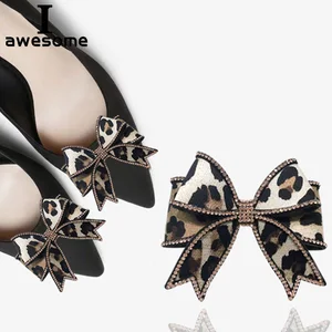 Леопардовые туфли с бантом для свадебной вечеринки, аксессуары в богемном стиле для обуви на высоком каблуке, сшитые вручную сапоги, украшения для обуви