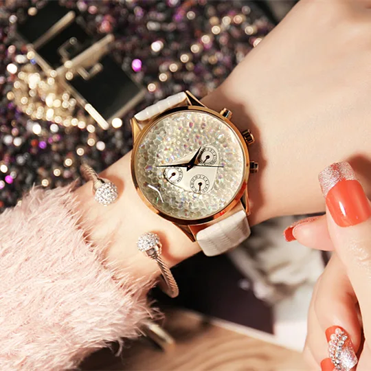 

Watch Women Exquisite Top Luxury Diamond Quartz Ladies Watch Fashion Leather Wristwatch Women watches saat relogio feminino