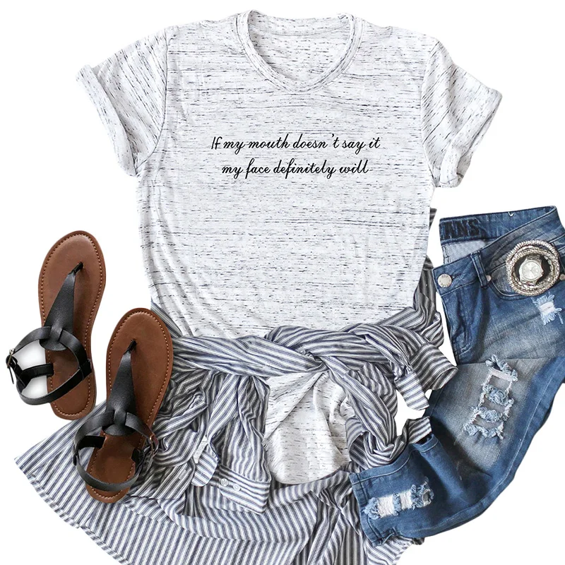 Light Grey Летняя женская футболка с буквенным принтом; хлопковая женская футболка плюс Размеры 5XL - Цвет: Light Grey