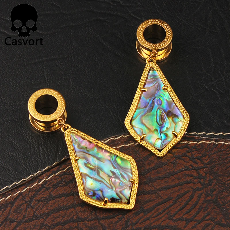 Casvort Trendy Alex Semi-precious Stone Gold Color Dangle Earrings Modern Plugs Body earring Jewelry for Women Wholesale Gift | Украшения и