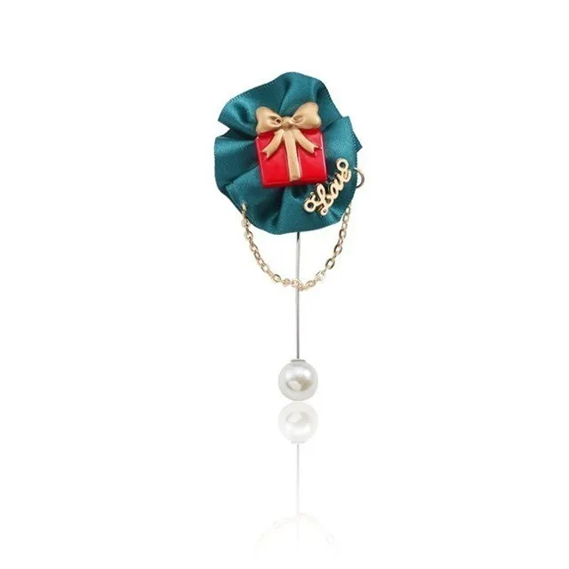 Flower Gift Box Рождественская брошь на булавке со стразами, эмаль, рождественская елка, колокольчик, Санта-Клаус, снеговик, венок, броши для женщин, рождественское ювелирное изделие, броши - Окраска металла: Flower Gift Box