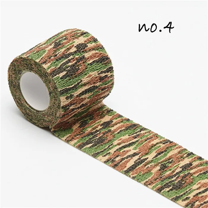 no.4 5x450 см, самоклеющаяся камуфляжная эластичная лента, обертка для выживания на открытом воздухе, военная камуфляжная растягивающаяся повязка, водонепроницаемая Камуфляжная Лента для охоты - Цвет: no.4